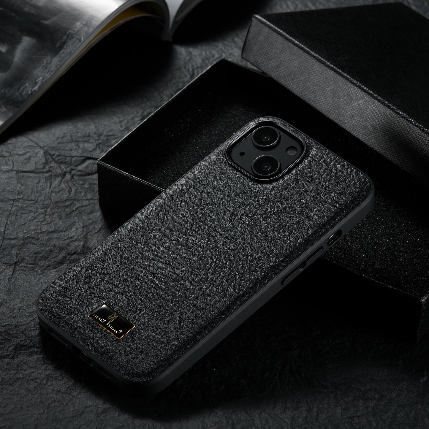 Simple Solid Color Business Leather Pattern All-inclusive Phone Case