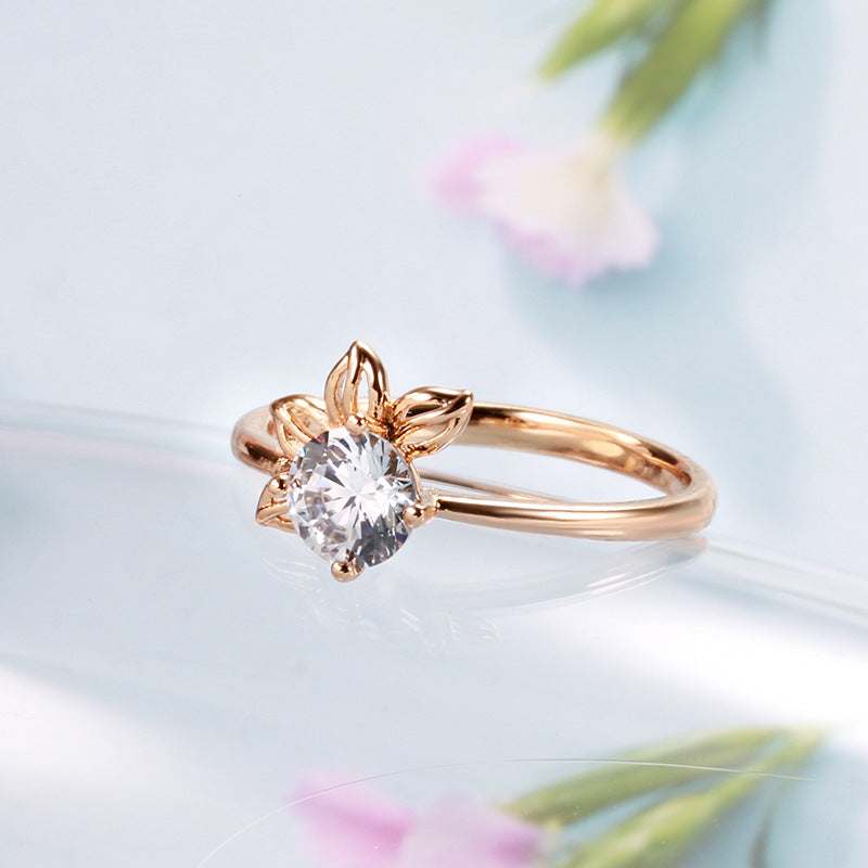 Fashionable Rose Gold Petal Ring For Women