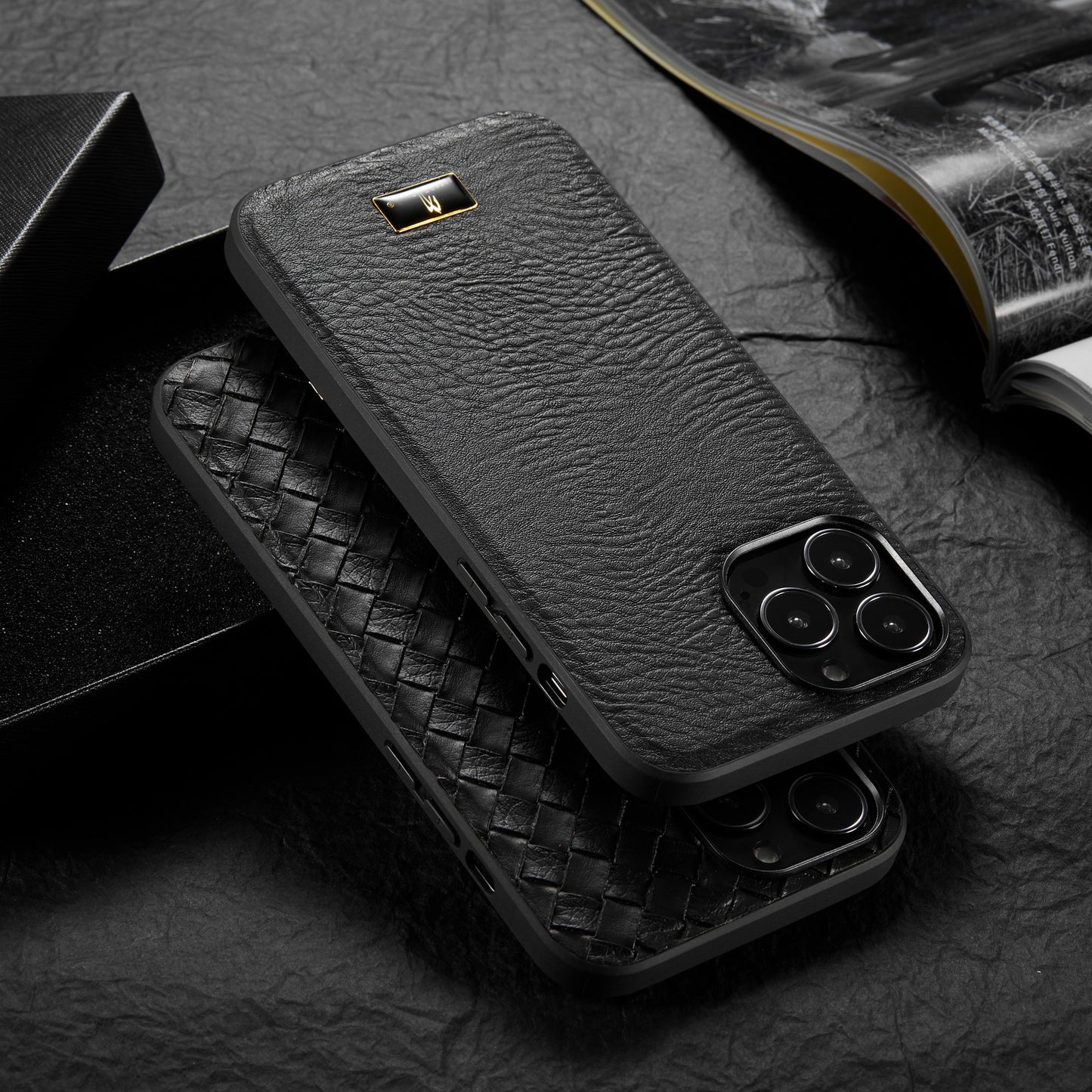 Simple Solid Color Business Leather Pattern All-inclusive Phone Case