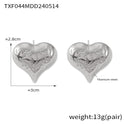 Women's Simple Geometric Heart Shape Pendant Titanium Steel Earrings Necklace