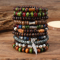 22 Bohemian Retro Wooden Bead Bracelet Suit