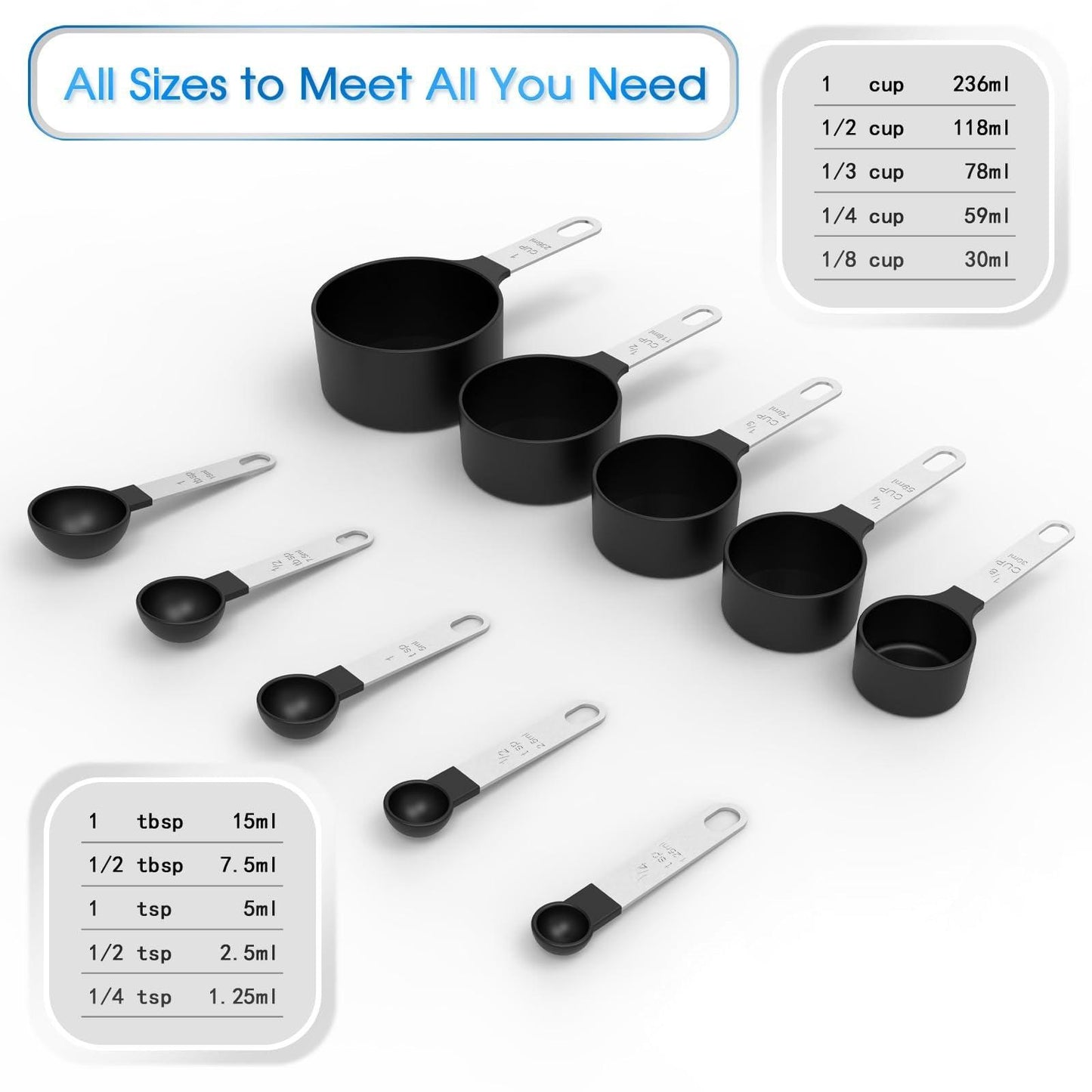 Stainless Steel Plastic Measuring Cup And Spoon Set 10 Pieces