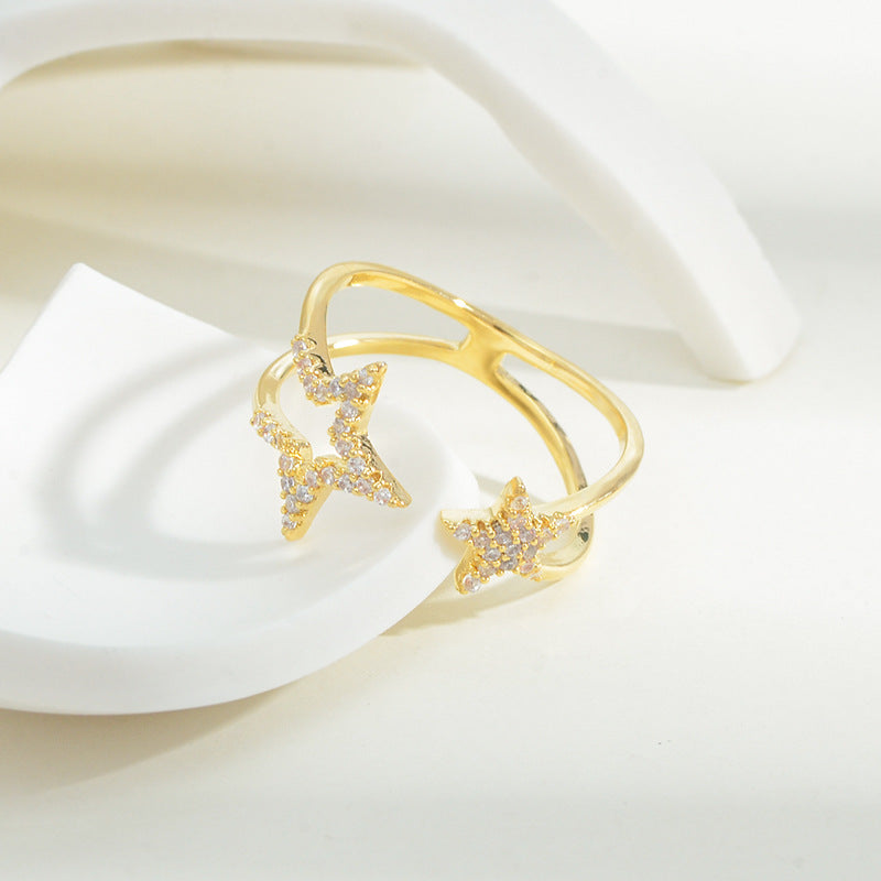 Niche Five-pointed Star Index Finger Ring Female Simple Cold Style