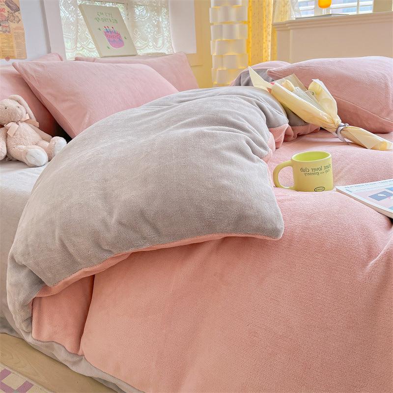 Thickened Winter Keep Warm Pure Color Double-sided Velvet Quilt Cover