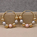 Creative Color Round Beads Hoop Earrings Women