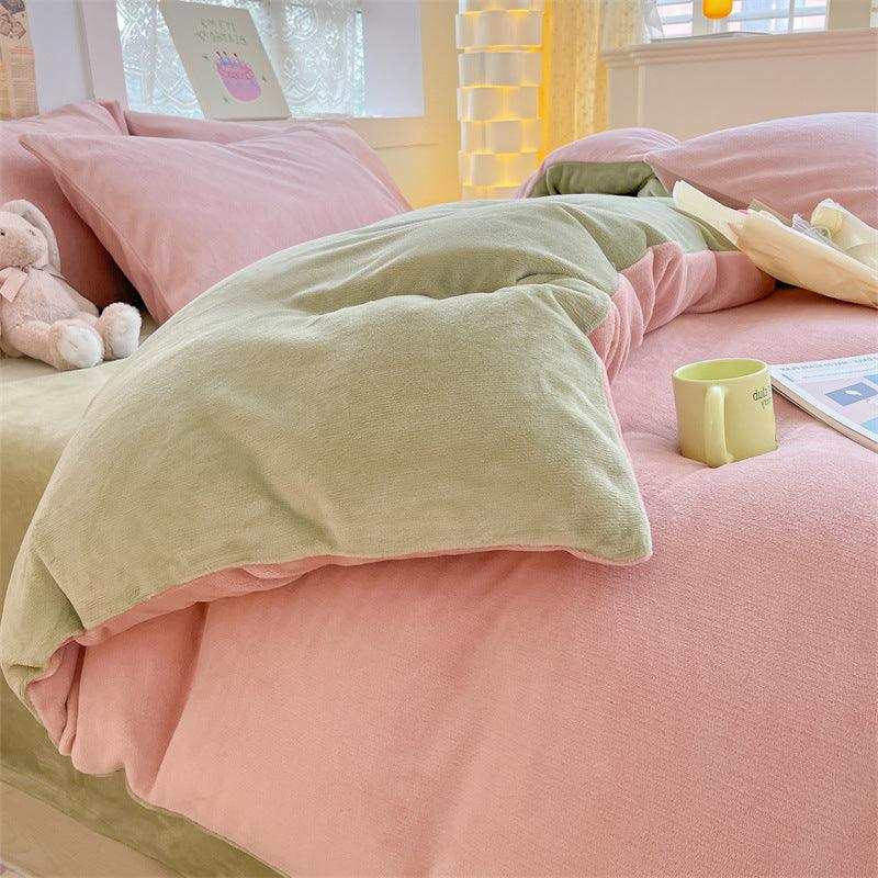 Thickened Winter Keep Warm Pure Color Double-sided Velvet Quilt Cover