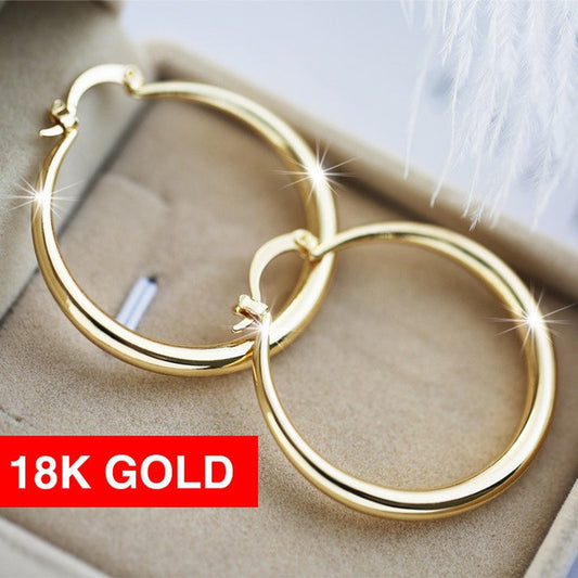 Fashion Simple 18K Gold Earrings Exquisite Glossy