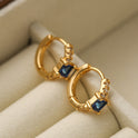 Mini Exquisite Real Gold Plating Zircon Geometry Ear Ring