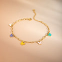 16K Gold Stainless Steel Colorful Oil Necklace Butterfly Anklet