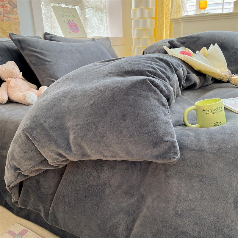 Thickened Winter Keep Warm Pure Color Double-sided Velvet Quilt Cover