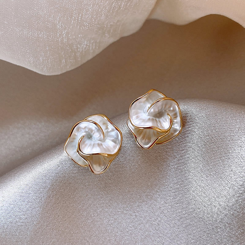 Women's Sterling Silver Needle Light Luxury Minority Camellia Ear Studs