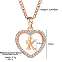 26 Letters Heart-shaped Zircon Pendant Necklace Stainless Steel Gold Color Chains Jewelry Birthday Gift For Women