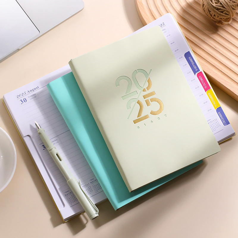 2025 Soft Leather A5 Daily Plan Schedule Book