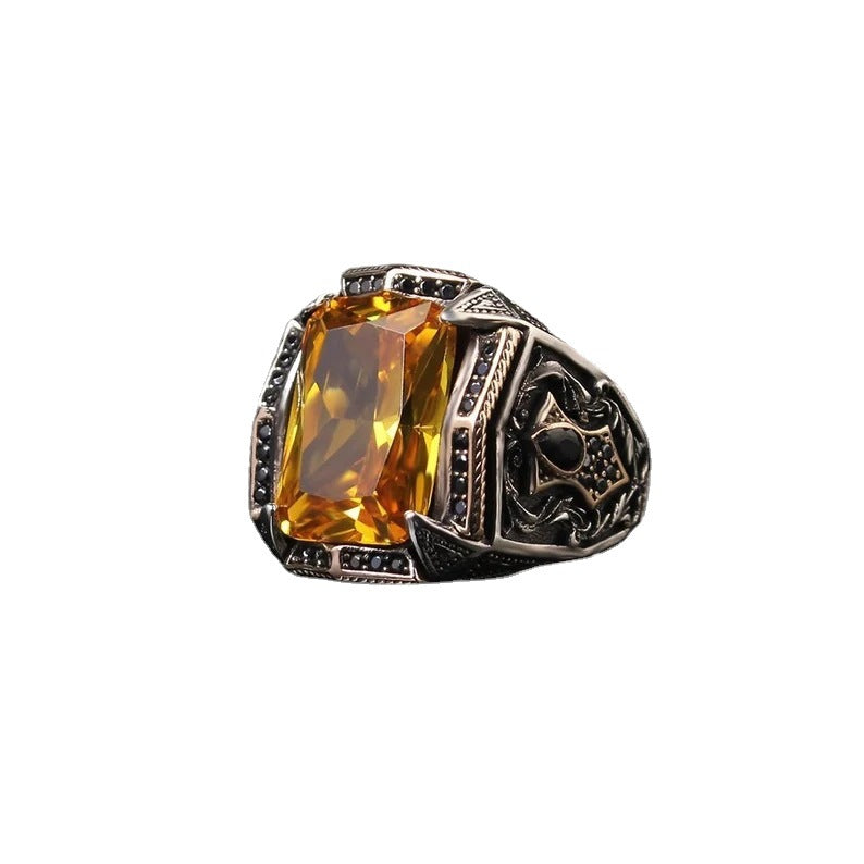 Retro Punk Ge Feng Te Ruby Men's Personalized Ring