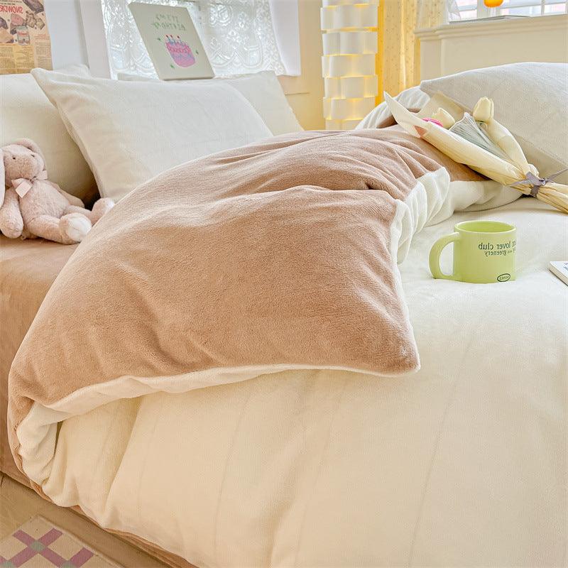 Thickened Winter Keep Warm Pure Color Double-sided Velvet Quilt Cover