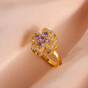 Women's Fashion Rotatable Purple Diamond Ring