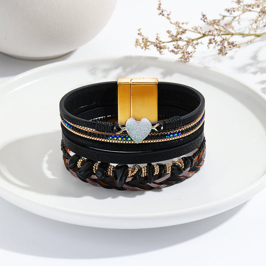 Retro Love Hand-woven Leather Bracelet