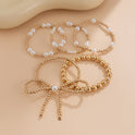 Personalized Bow Beaded Multi-layer Bracelet 5-piece Set