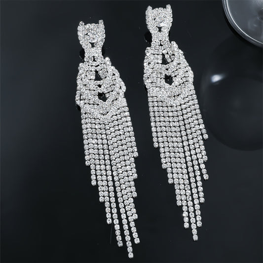 Full Diamond Long Tassel Women's Earrings