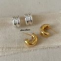 Elegant Stylish Glossy Double Metal Stud Earrings