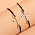 European And American Simple Alloy Cross Wax Rope Couple Bracelet Pair