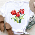 Women's Fashion Printing Short Sleeve T-shirt Top