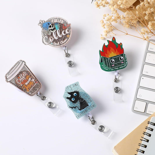 Minimalist Creative Coffee Cup Acrylic Retractable Badge Brooch