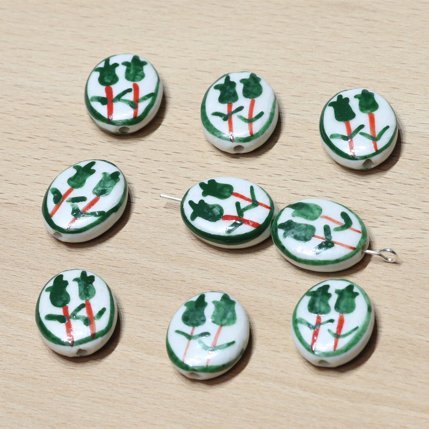 Double Tulip Vintage Ceramic DIY Bead Accessories