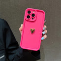 Frosted Three-dimensional Electroplating Golden Love All-inclusive Phone Case