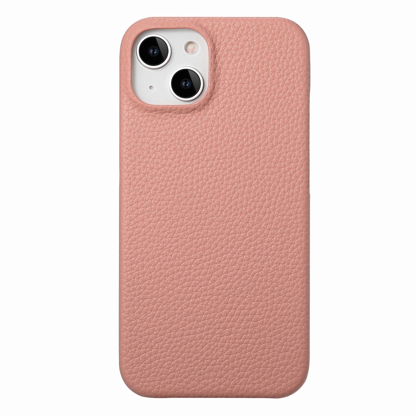 Solid Color Simple Litchi Grain Plain Leather Phone Case