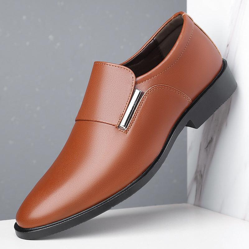 Men's Pointed-toe Slip-on Business Formal Wear Leather Shoes