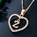 26 Letters Heart-shaped Zircon Pendant Necklace Stainless Steel Gold Color Chains Jewelry Birthday Gift For Women