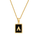 18K Gold Stainless Steel Square Letter Necklace For Women