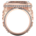 Letter-shaped Electroplated Rose Gold White Diamond Ring Men's Ornament