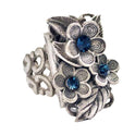 Vintage Flower Noble Aquamarine Gift Ring