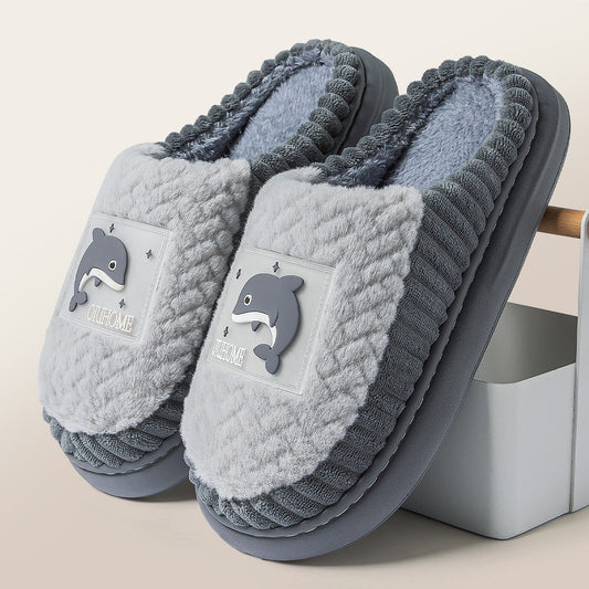 Non-slip Fleece-lined Warm Couple Fluffy Slippers