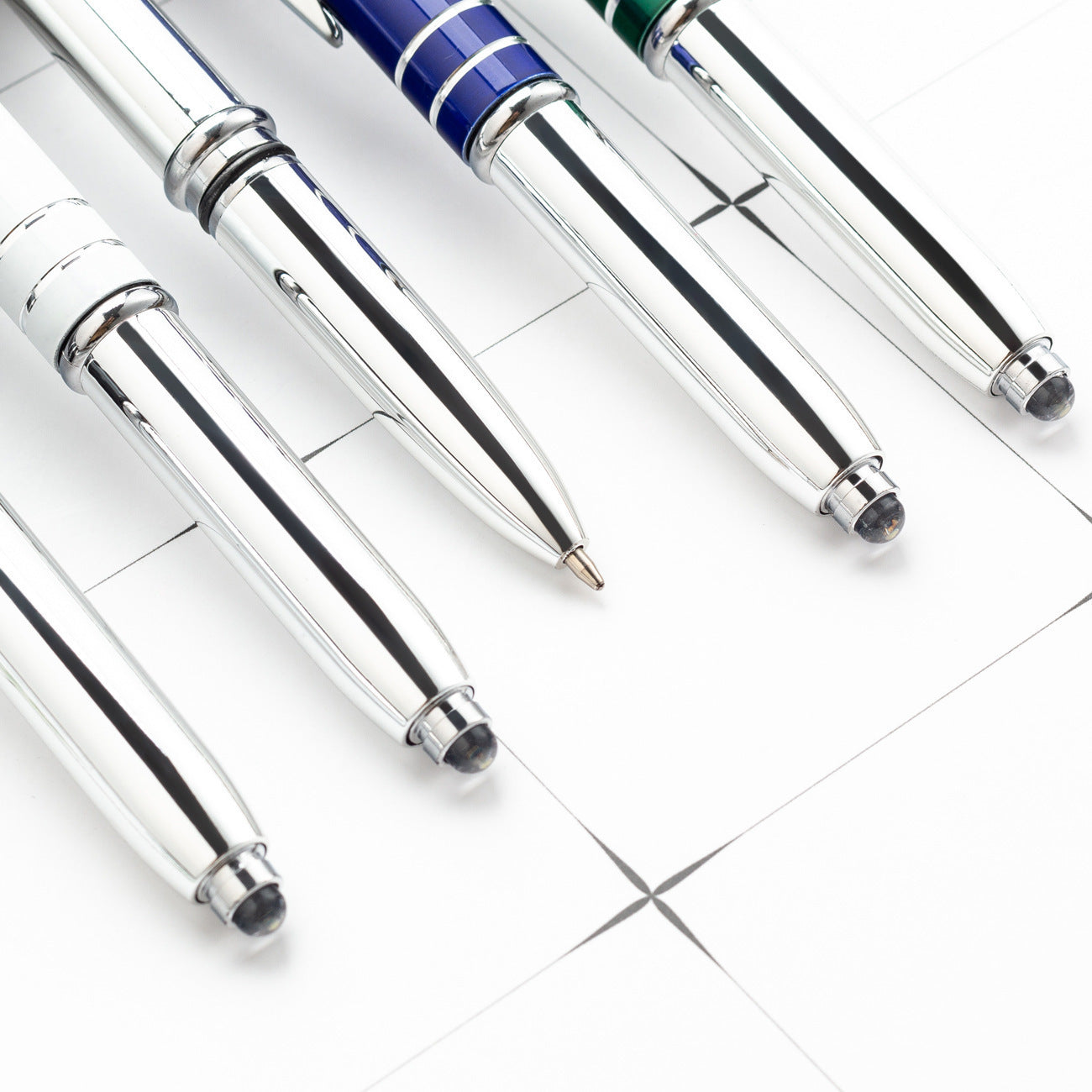 Multifunctional Metal Touch Screen Capacitive Stylus LED Light Office Ballpoint Pen