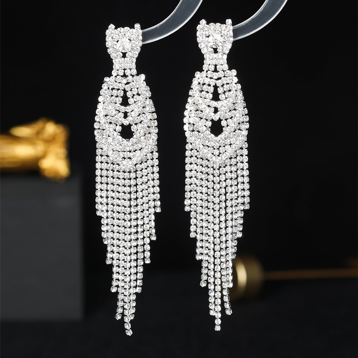 Full Diamond Long Tassel Women's Earrings