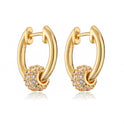 Mini Exquisite Real Gold Plating Zircon Geometry Ear Ring