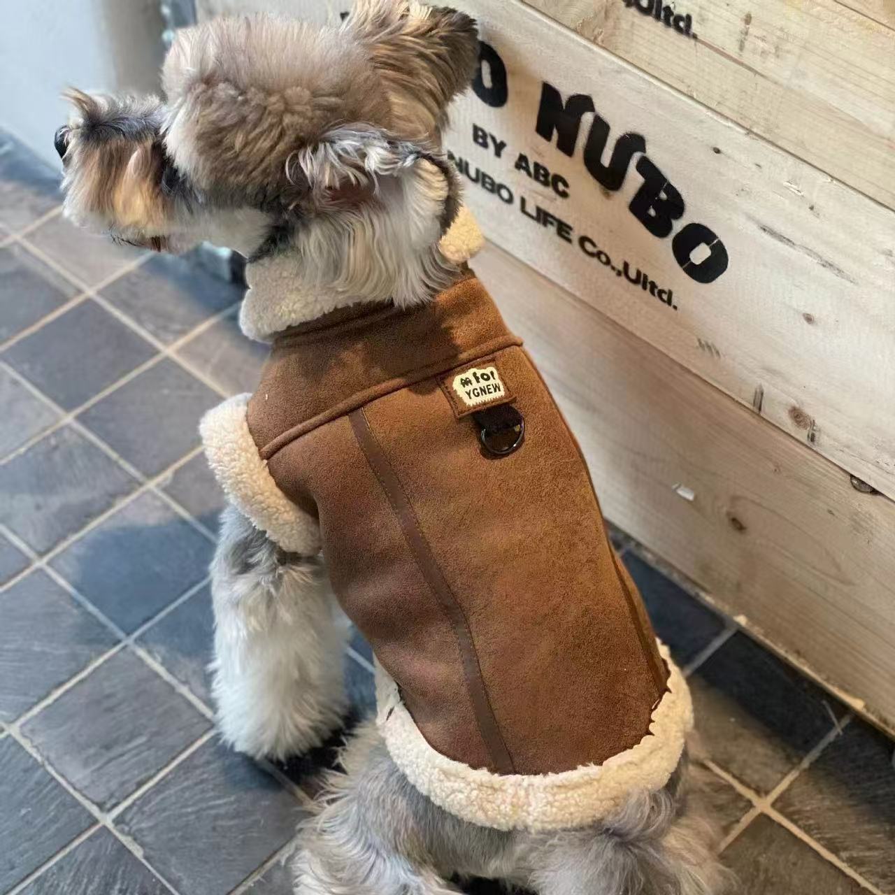 Dog Fleece Lined Coat Autumn And Winter Peach Skin Fabric Lamb Wool Vest