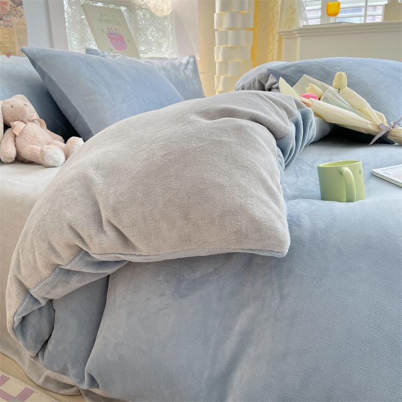Thickened Winter Keep Warm Pure Color Double-sided Velvet Quilt Cover