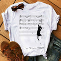 Large Size Women's Music Note Printing Kawaii Top Female Wholesale Supply Round Neck Short Sleeve T-shirt Female