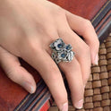 Vintage Flower Noble Aquamarine Gift Ring