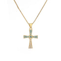 Special Interest Light Luxury Copper Plated Real Gold Zircon Cross Pendant Necklace