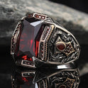 Retro Punk Ge Feng Te Ruby Men's Personalized Ring