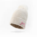 Bow Embroidery Velvet Knitted Woolen Cap