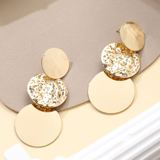 Simple Exaggerated Temperamental High Sense Round Ring Earrings Women