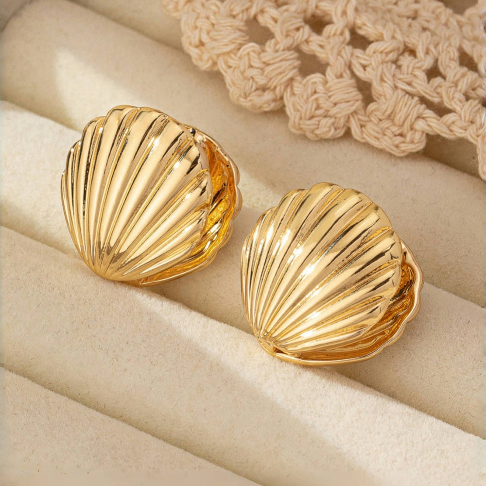 Exaggerated Ocean Shell Texture Earrings For Women