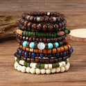 22 Bohemian Retro Wooden Bead Bracelet Suit