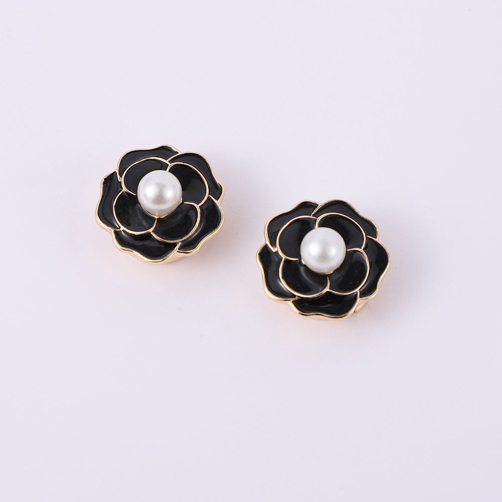 Women's Korean-style Three-dimensional Rose Pearl Cufflinks